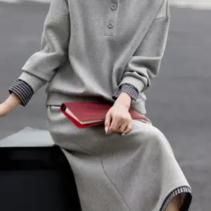 Casual & Elegant Half-High Neck Skirt Set