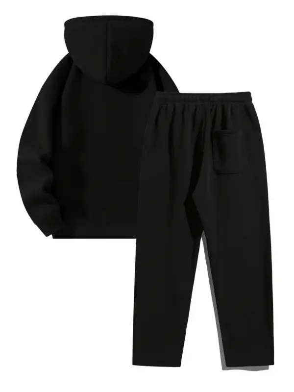 Black Hoodie Set – Zip Detail & Stretch Fabric - Image 3